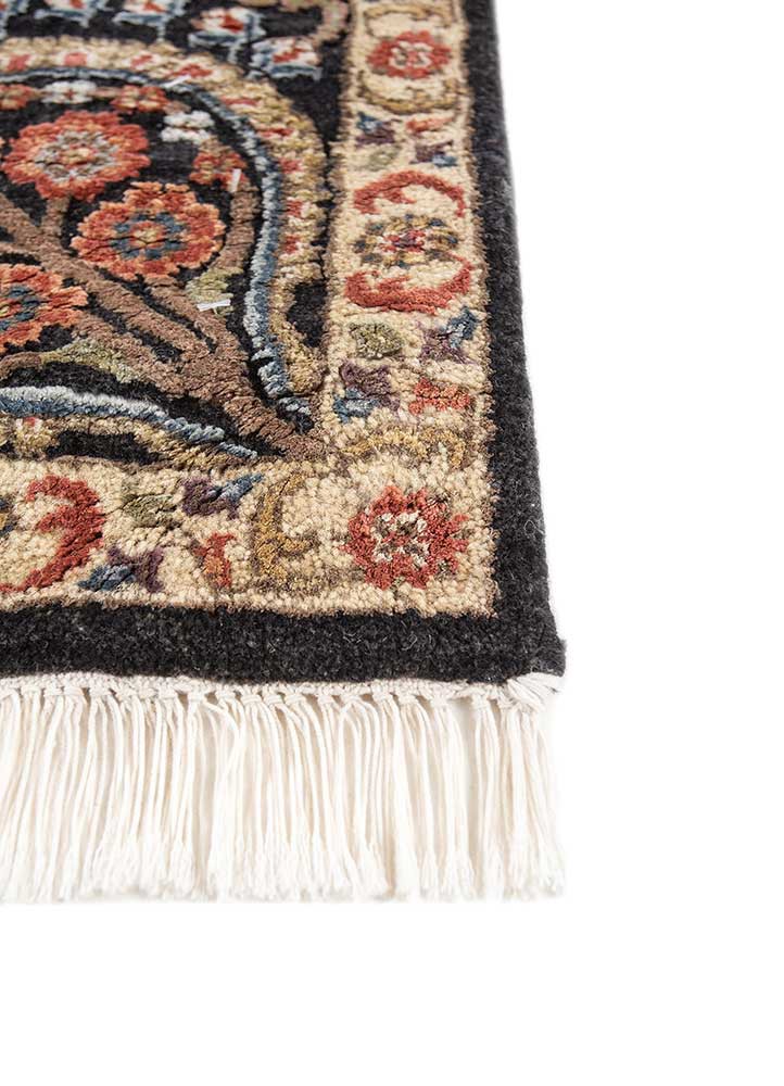 aurora grey and black wool and silk hand knotted Rug - Corner aurora grey and black wool and silk hand knotted Rug - Corner