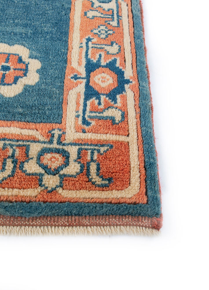 nuray blue wool hand knotted Rug - Corner nuray blue wool hand knotted Rug - Corner