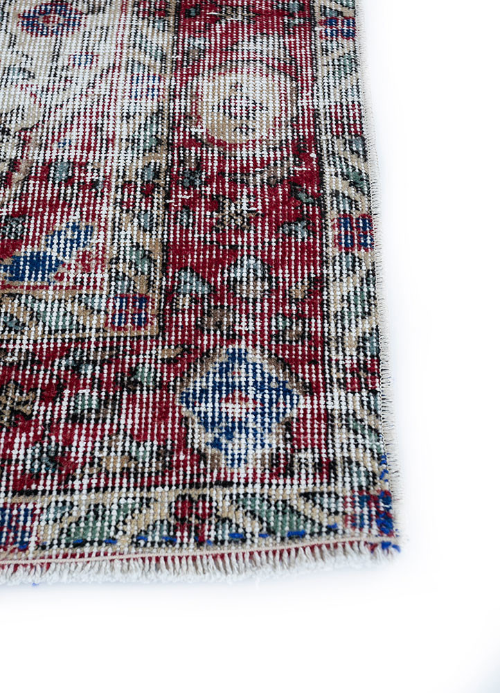 vintage blue wool hand knotted Rug - Corner