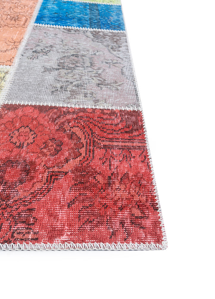 provenance red and orange wool hand knotted Rug - Corner