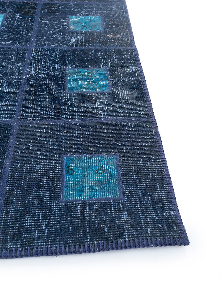 provenance blue wool hand knotted Rug - Corner provenance blue wool hand knotted Rug - Corner