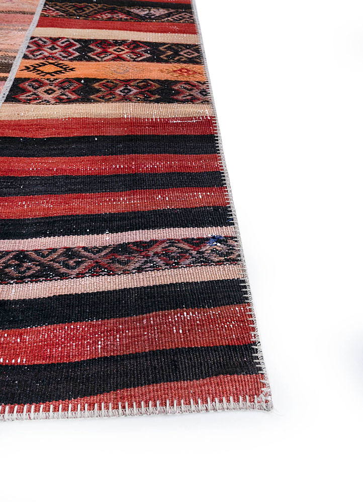 provenance red and orange wool hand knotted Rug - Corner provenance red and orange wool hand knotted Rug - Corner