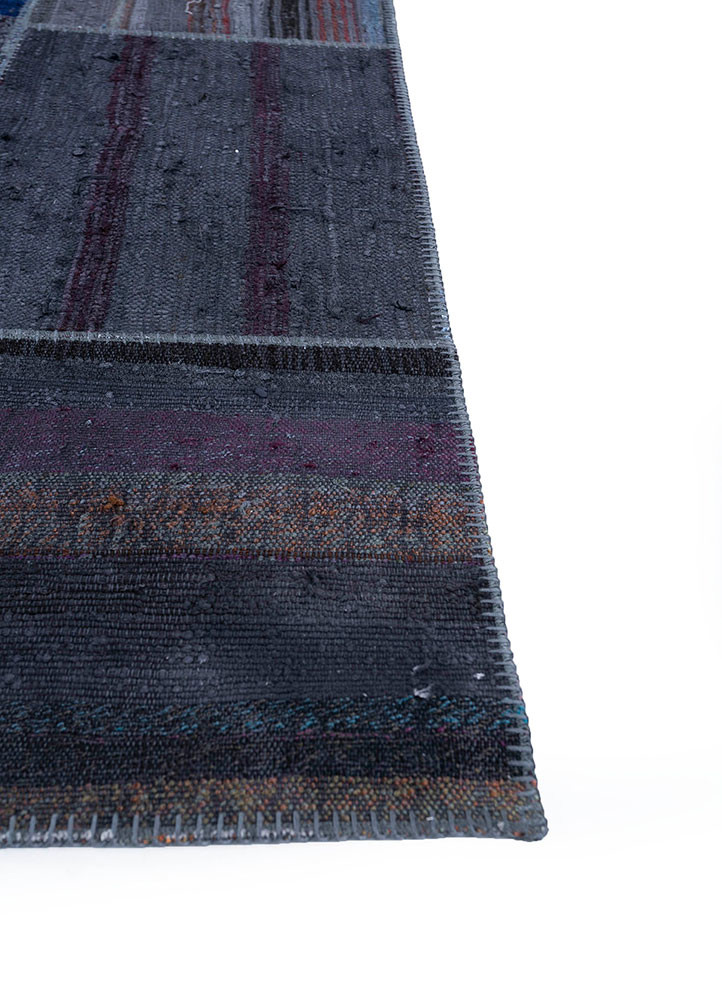 provenance grey and black wool hand knotted Rug - Corner