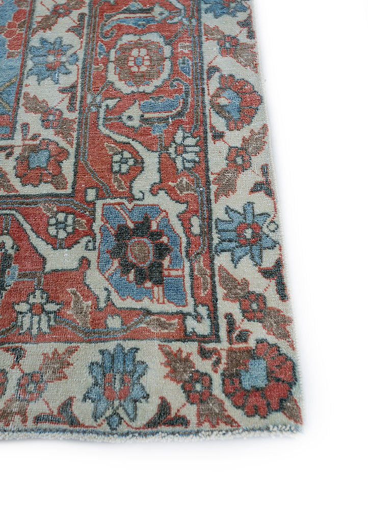 aalam blue wool hand knotted Rug - Corner
