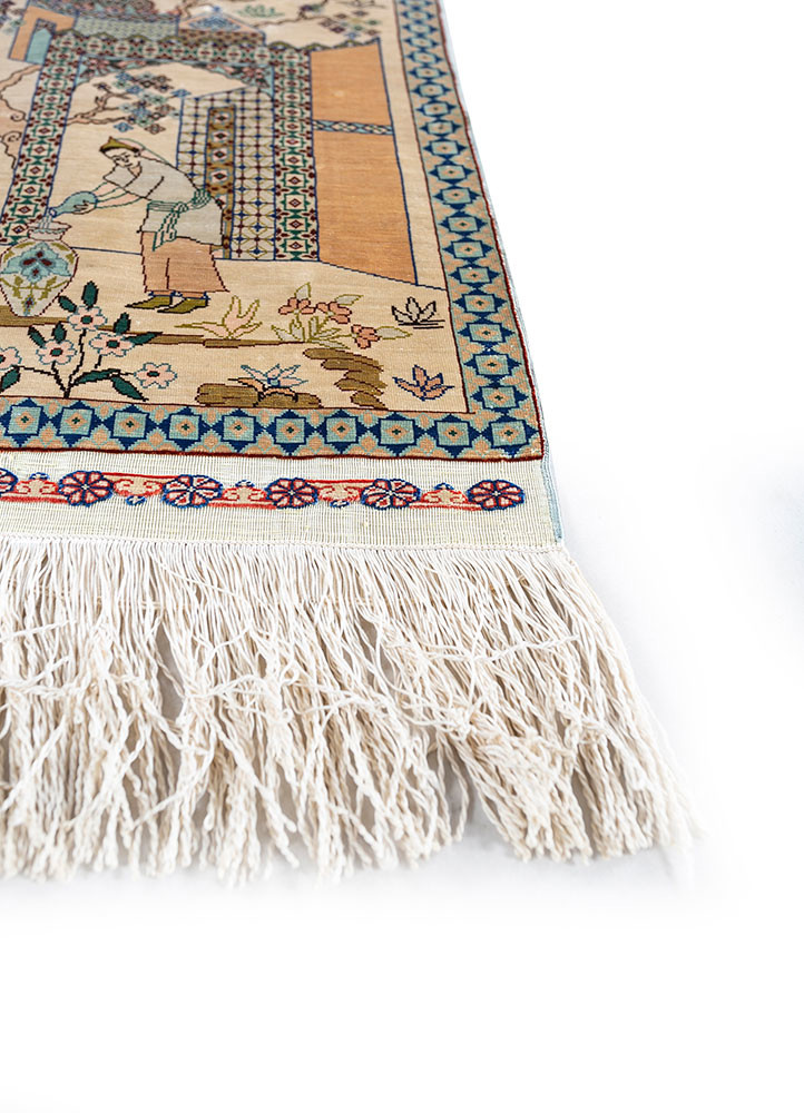 gulmarg gold wool and viscose hand knotted Rug - Corner
