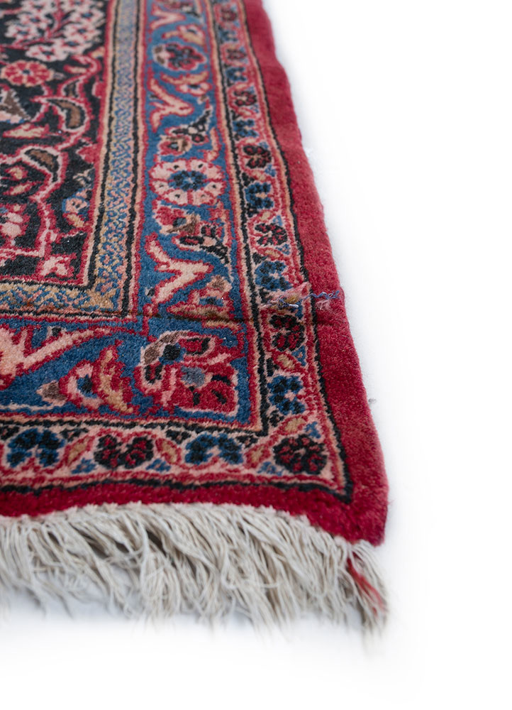 aalam red and orange wool hand knotted Rug - Corner aalam red and orange wool hand knotted Rug - Corner