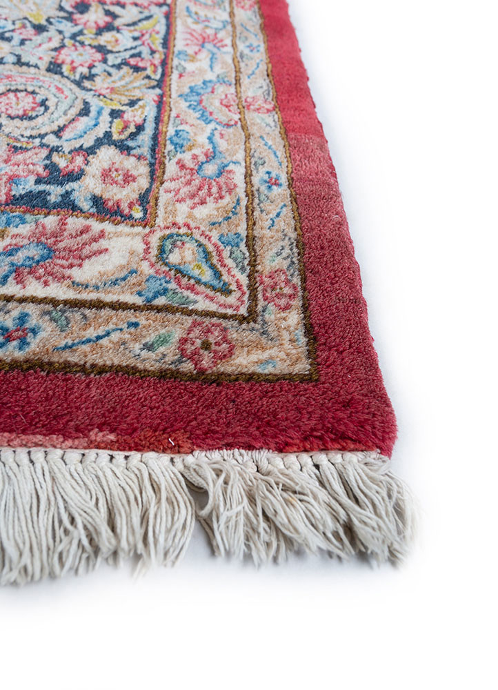aalam red and orange wool hand knotted Rug - Corner aalam red and orange wool hand knotted Rug - Corner