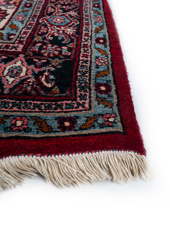 aalam red and orange wool hand knotted Rug - Corner