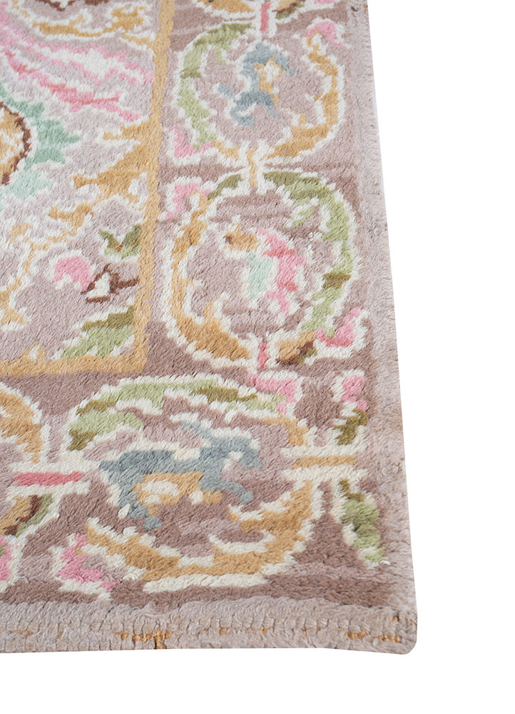 vintage pink and purple wool hand knotted Rug - Corner vintage pink and purple wool hand knotted Rug - Corner