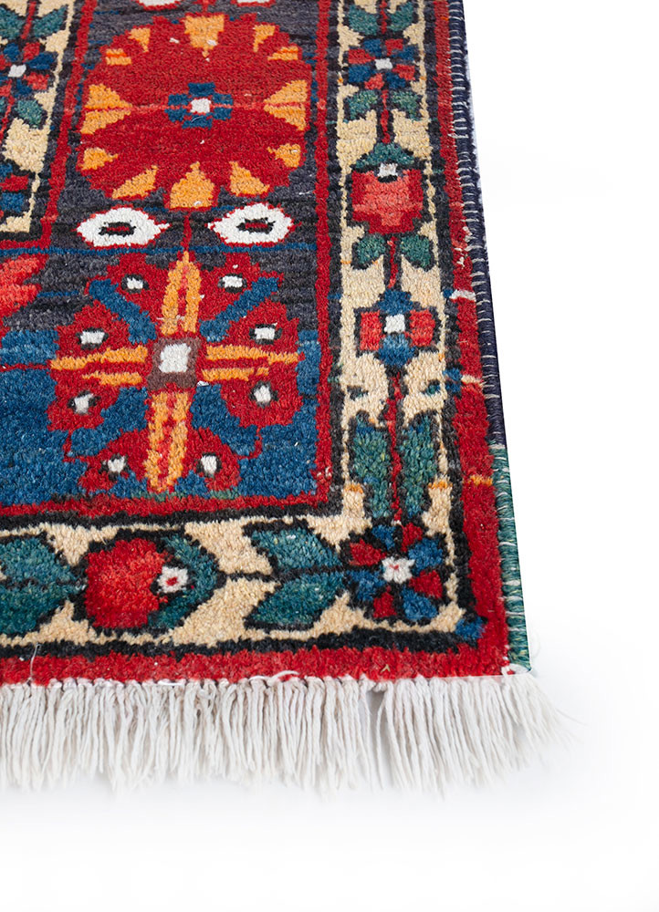 aalam red and orange wool hand knotted Rug - Corner aalam red and orange wool hand knotted Rug - Corner