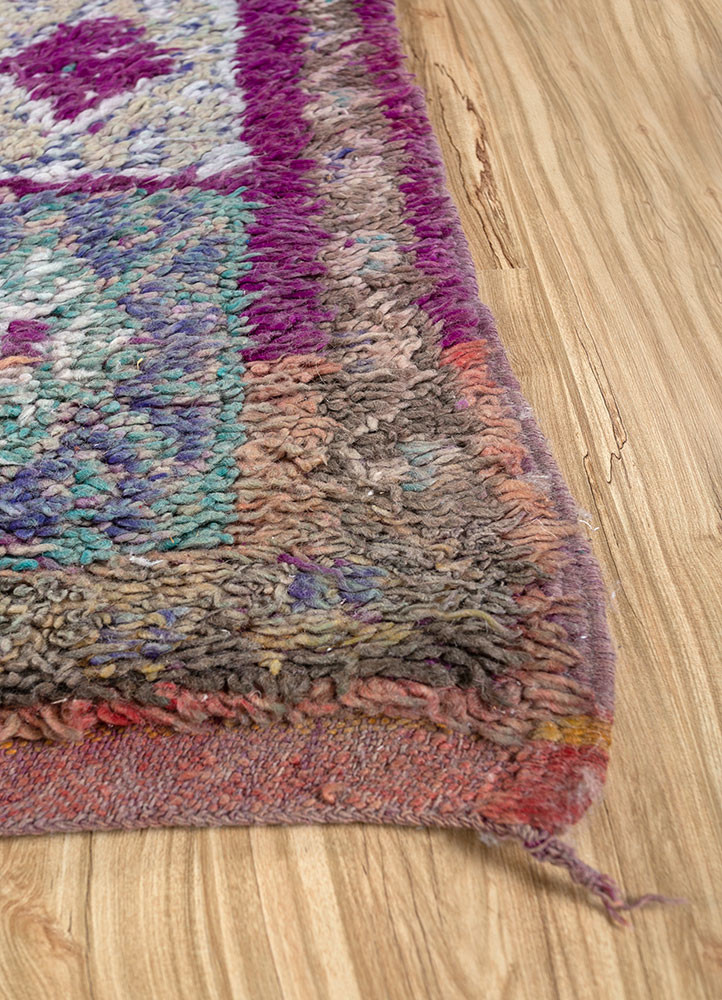 nuray pink and purple wool hand knotted Rug - Corner
