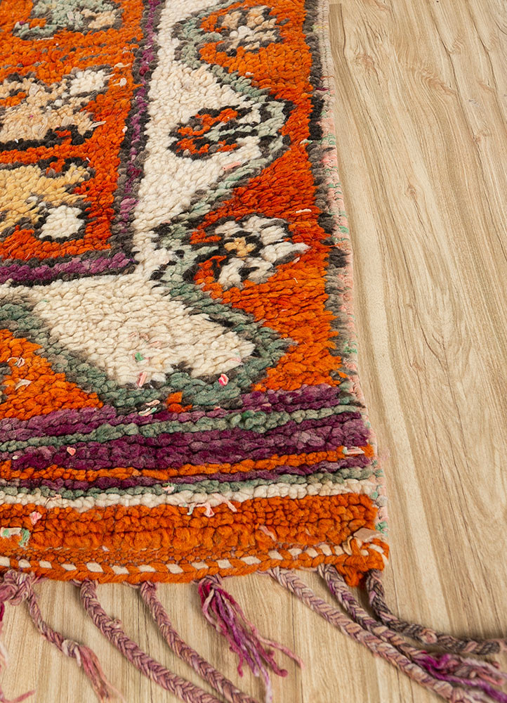 nuray red and orange wool hand knotted Rug - Corner nuray red and orange wool hand knotted Rug - Corner