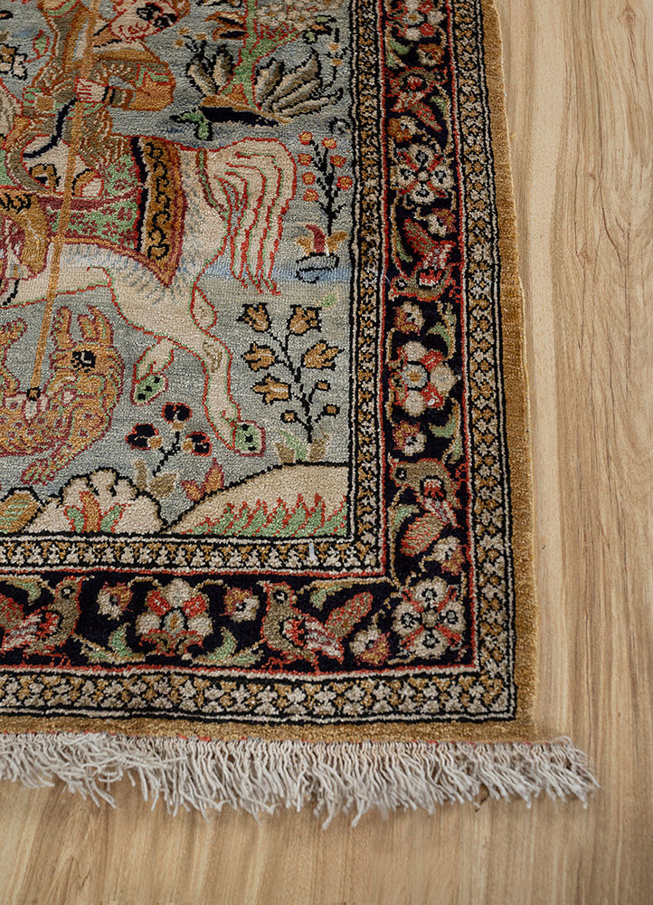 gulmarg gold silk hand knotted Rug - Corner gulmarg gold silk hand knotted Rug - Corner