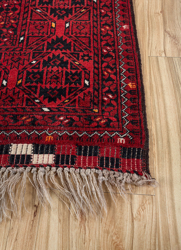 kiaan red and orange wool hand knotted Rug - Corner