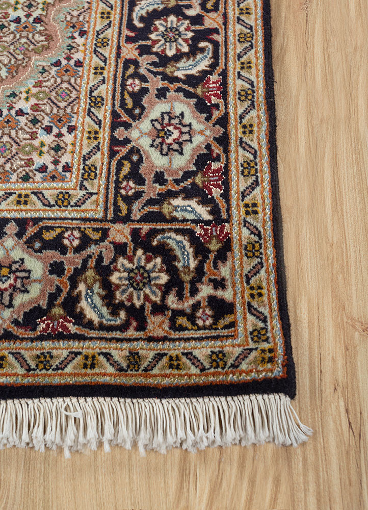 aalam blue wool hand knotted Rug - Corner aalam blue wool hand knotted Rug - Corner