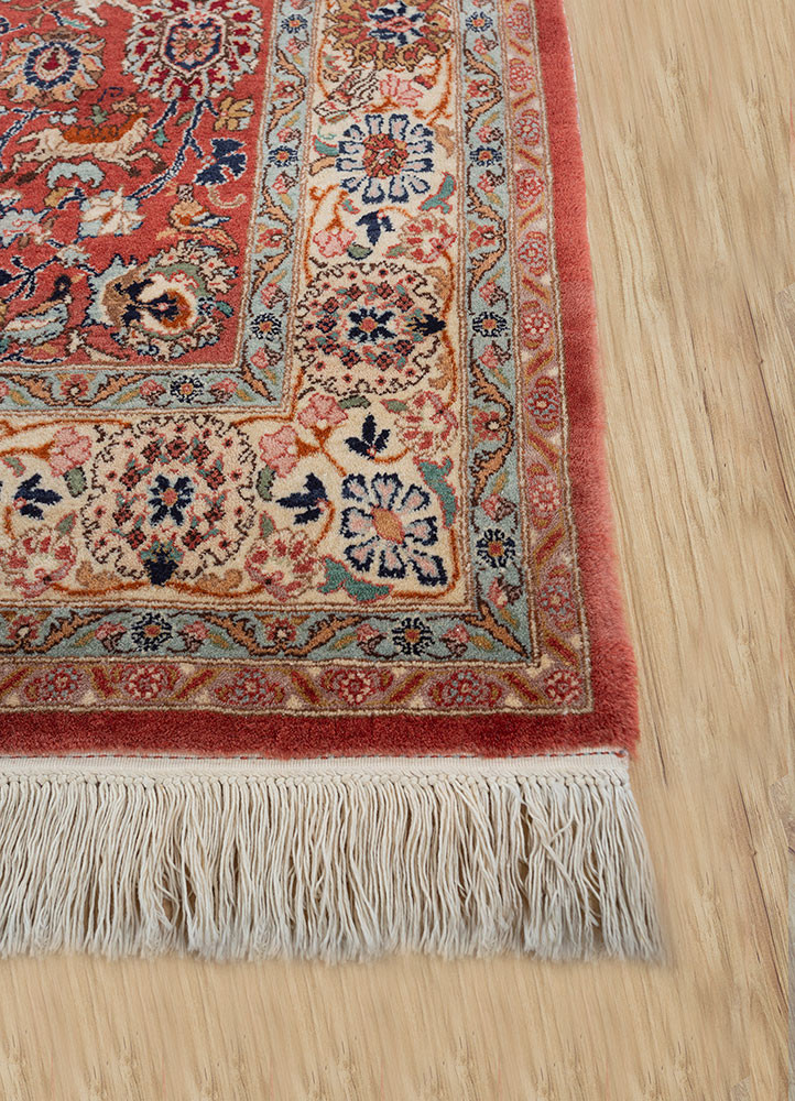 aalam red and orange wool hand knotted Rug - Corner aalam red and orange wool hand knotted Rug - Corner