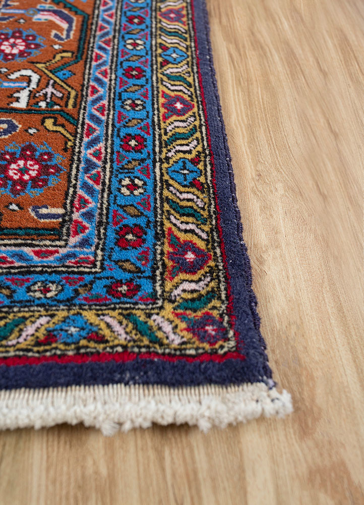 aalam red and orange wool hand knotted Rug - Corner aalam red and orange wool hand knotted Rug - Corner