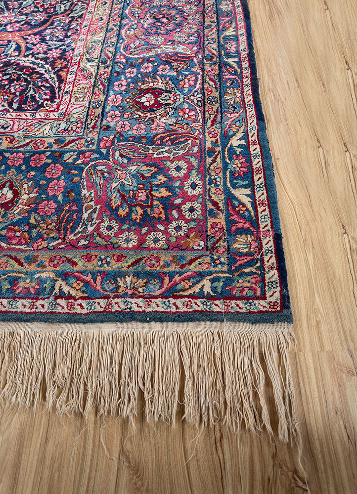 aalam blue wool hand knotted Rug - Corner aalam blue wool hand knotted Rug - Corner