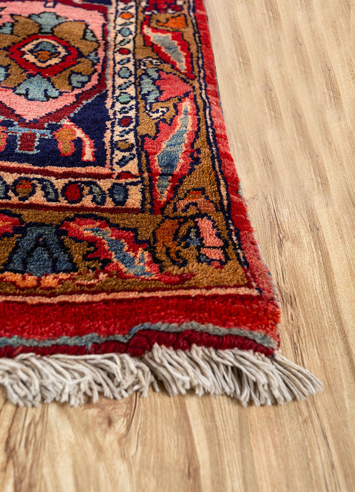 aalam red and orange wool hand knotted Rug - Corner aalam red and orange wool hand knotted Rug - Corner