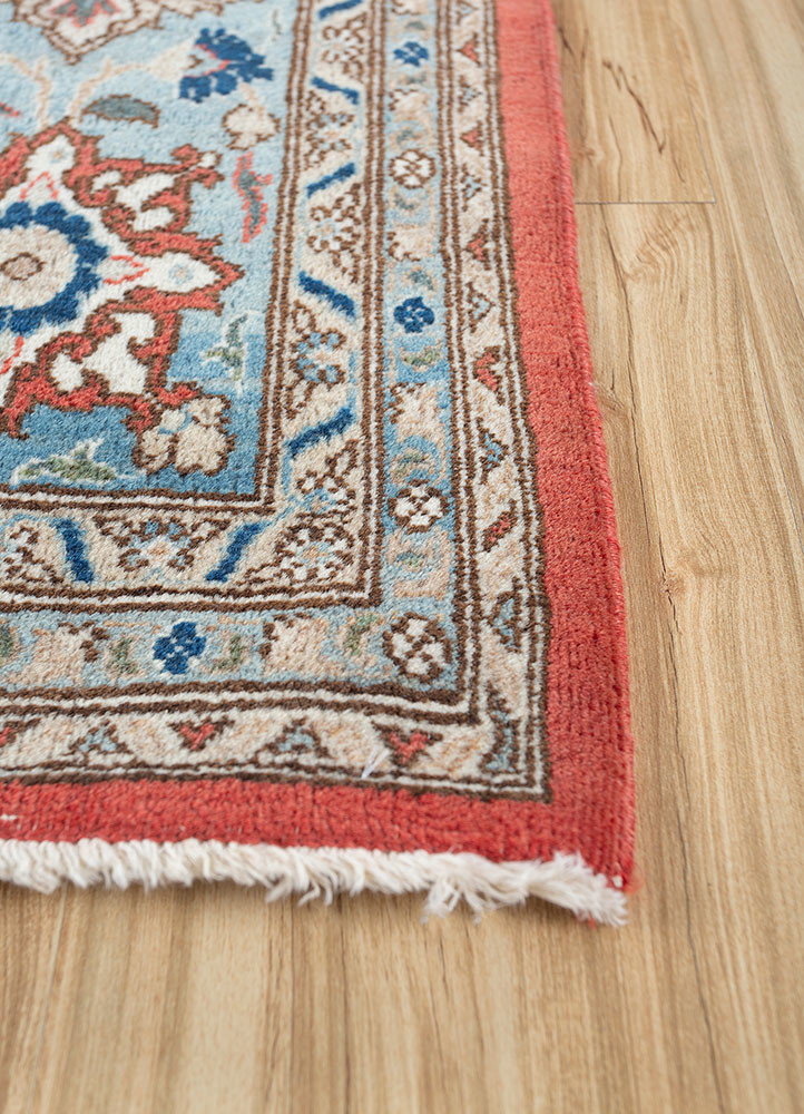 aalam red and orange wool hand knotted Rug - Corner aalam red and orange wool hand knotted Rug - Corner