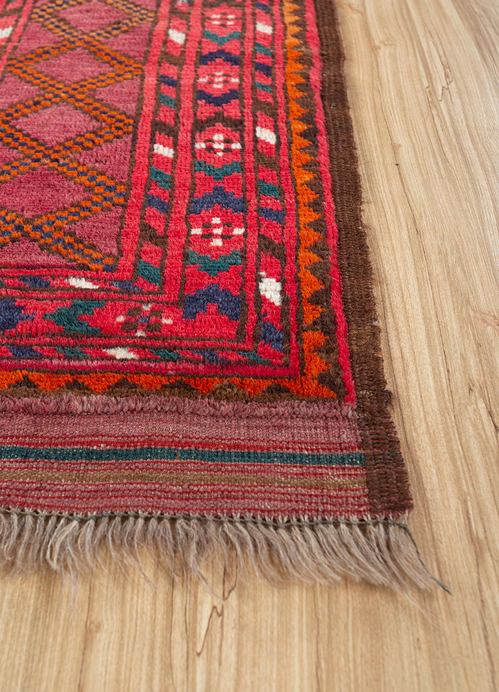 kiaan red and orange wool hand knotted Rug - Corner