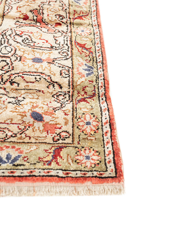 gulmarg red and orange silk hand knotted Rug - Corner gulmarg red and orange silk hand knotted Rug - Corner