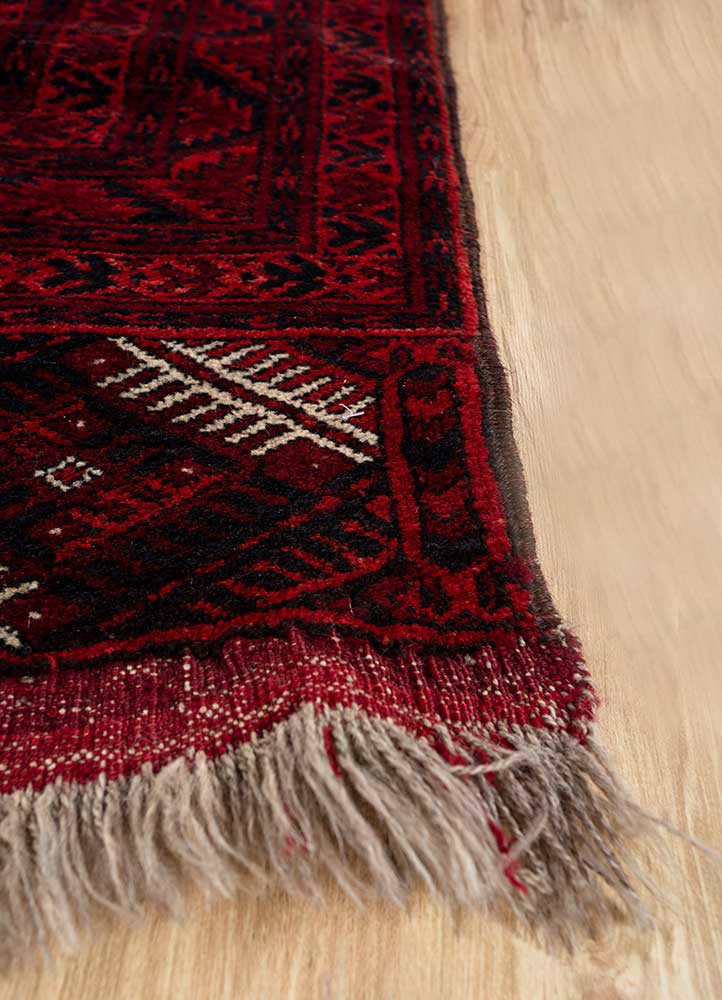 kiaan red and orange wool hand knotted Rug - Corner