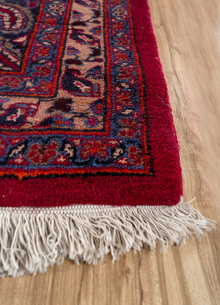 aalam red and orange wool hand knotted Rug - Corner aalam red and orange wool hand knotted Rug - Corner