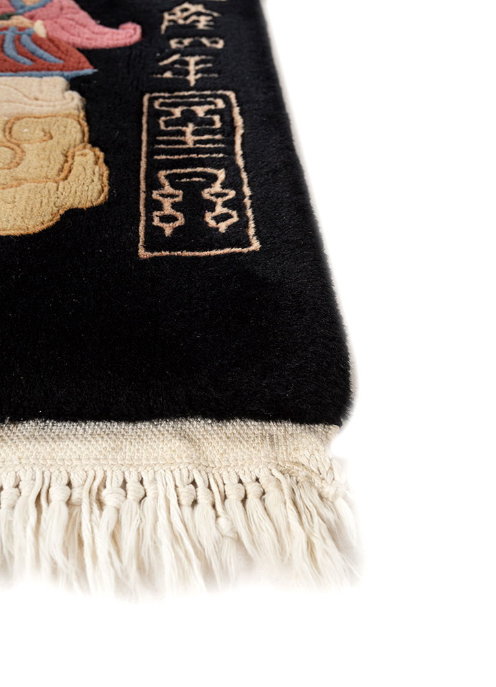 pechino grey and black wool hand knotted Rug - Corner