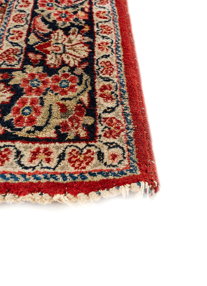 aalam red and orange wool hand knotted Rug - Corner aalam red and orange wool hand knotted Rug - Corner