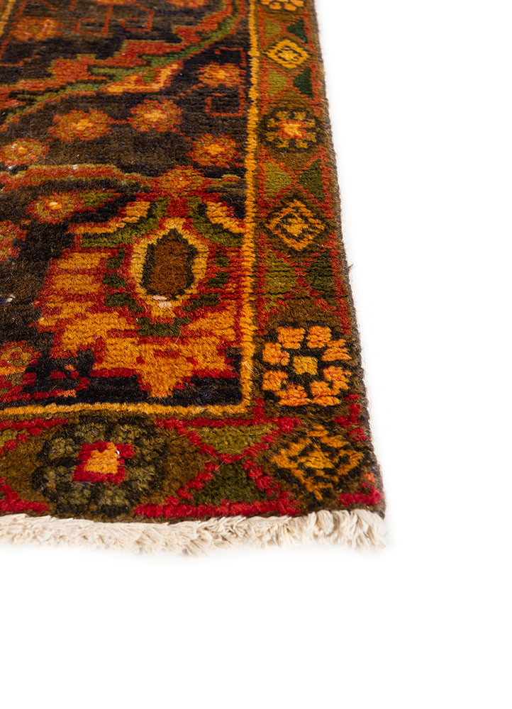 aalam red and orange wool hand knotted Rug - Corner aalam red and orange wool hand knotted Rug - Corner