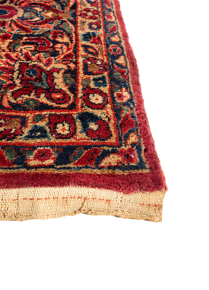 aalam pink and purple wool hand knotted Rug - Corner