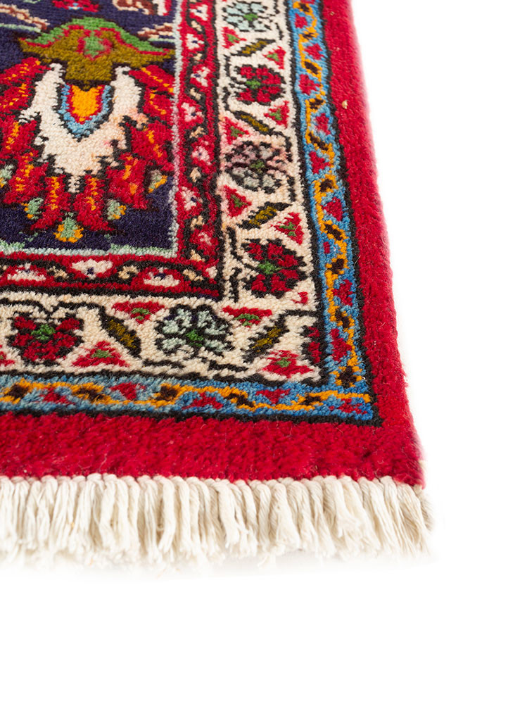 aalam red and orange wool hand knotted Rug - Corner aalam red and orange wool hand knotted Rug - Corner