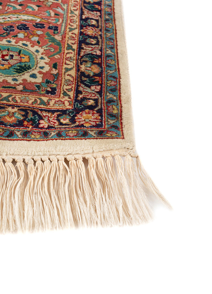 aalam blue wool and silk hand knotted Rug - Corner