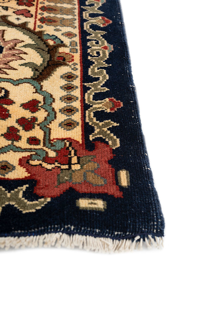 aalam blue wool hand knotted Rug - Corner aalam blue wool hand knotted Rug - Corner