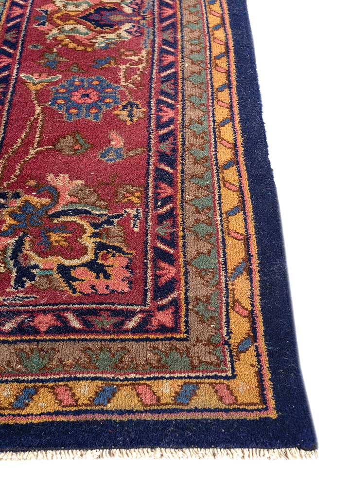 aalam blue wool hand knotted Rug - Corner