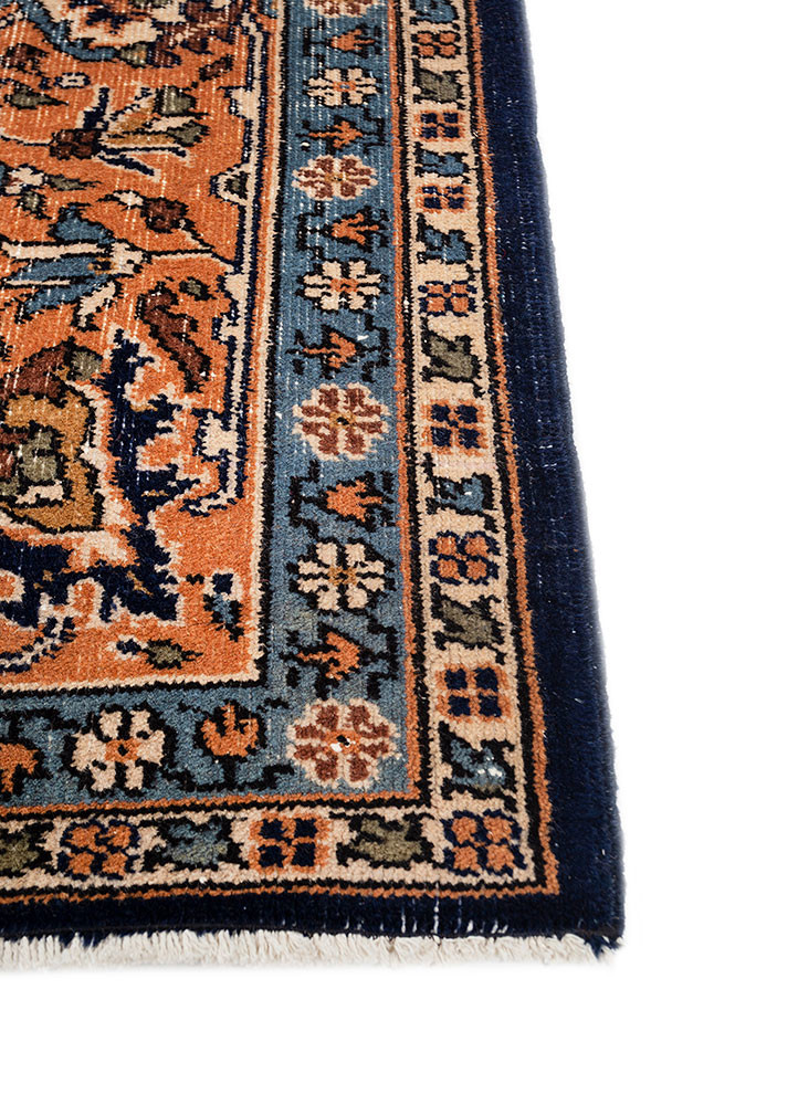 aalam blue wool hand knotted Rug - Corner aalam blue wool hand knotted Rug - Corner