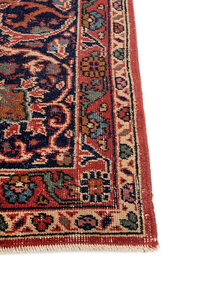 aalam red and orange wool hand knotted Rug - Corner aalam red and orange wool hand knotted Rug - Corner
