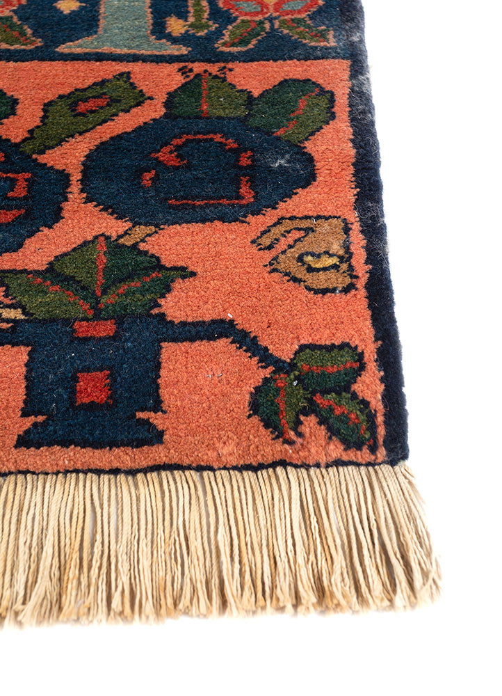 aalam red and orange wool hand knotted Rug - Corner aalam red and orange wool hand knotted Rug - Corner