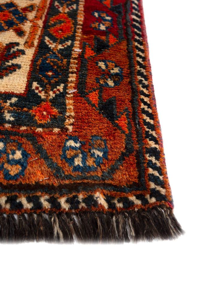 aalam red and orange wool hand knotted Rug - Corner aalam red and orange wool hand knotted Rug - Corner