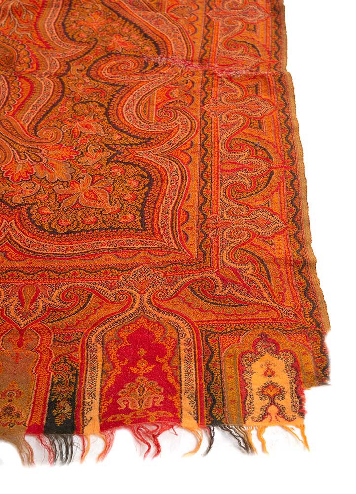 nayaab red and orange wool flat weaves Rug - Corner