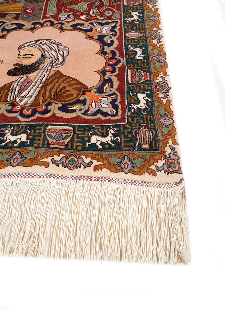 aalam green wool hand knotted Rug - Corner aalam green wool hand knotted Rug - Corner