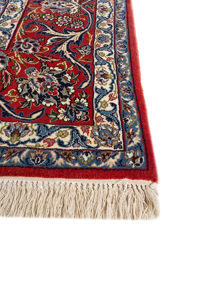 aalam blue wool hand knotted Rug - Corner