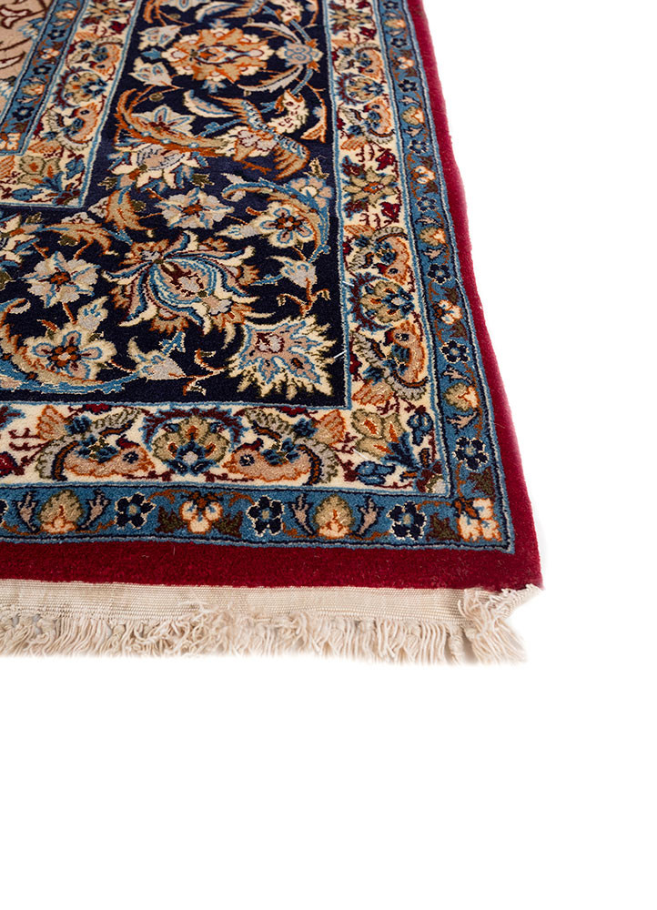 aalam red and orange wool hand knotted Rug - Corner aalam red and orange wool hand knotted Rug - Corner