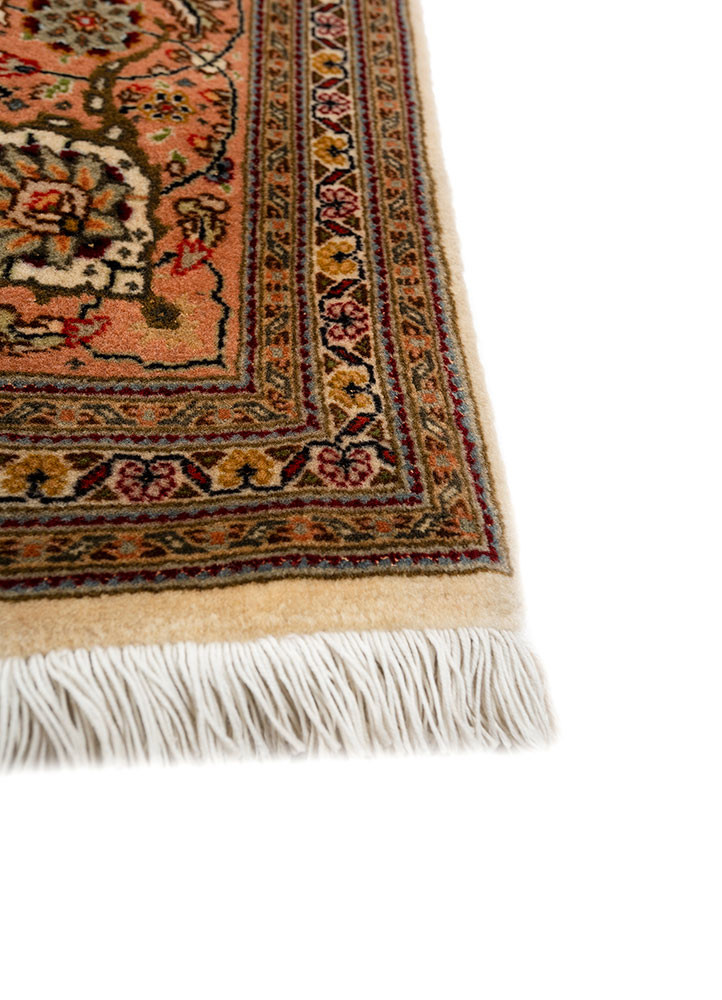 aalam red and orange wool hand knotted Rug - Corner