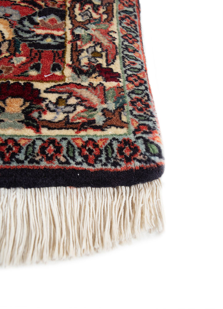 aalam red and orange wool hand knotted Rug - Corner