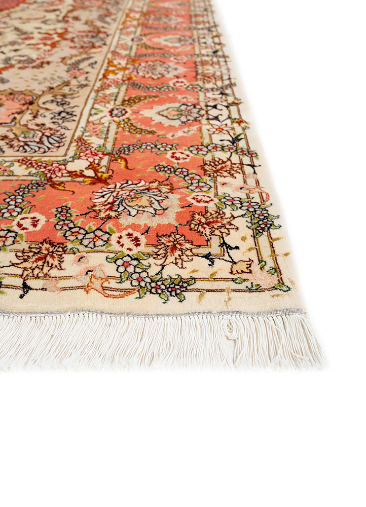 aalam red and orange wool hand knotted Rug - Corner