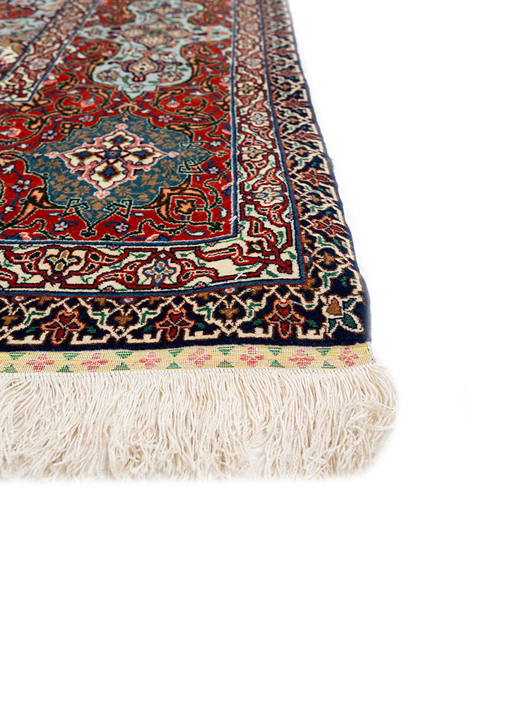 aalam blue wool hand knotted Rug - Corner
