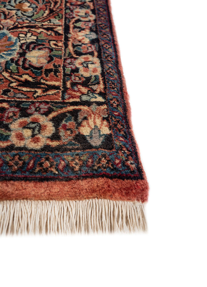 aalam red and orange wool hand knotted Rug - Corner aalam red and orange wool hand knotted Rug - Corner