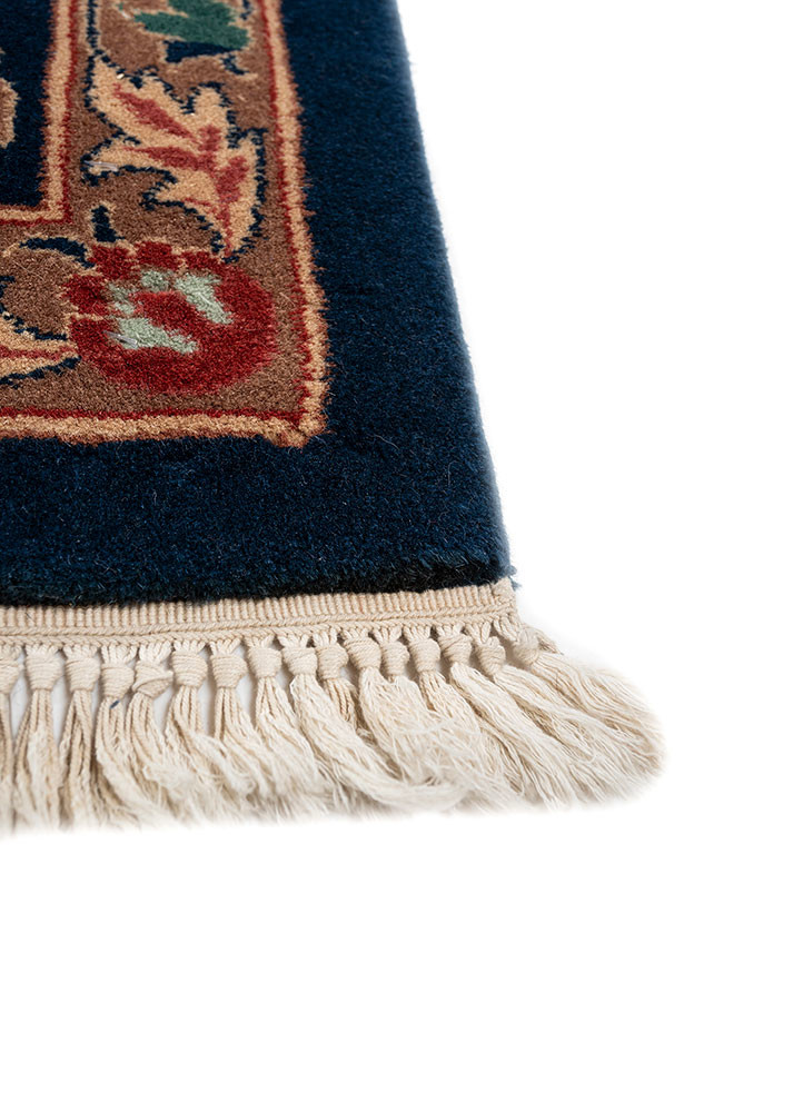 aalam blue wool hand knotted Rug - Corner